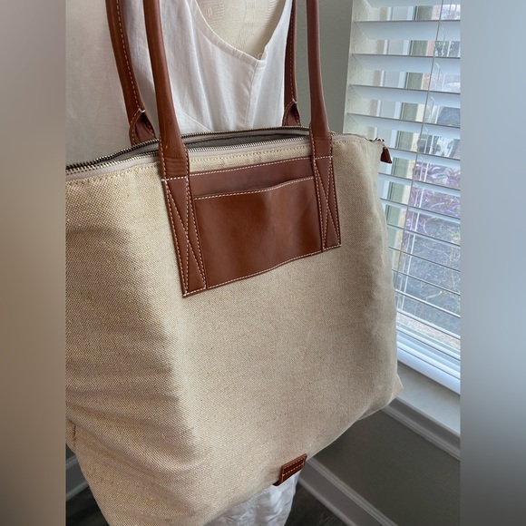 Nordstrom Large Woven Canvas Shoulder Straps Work Tote , Weekend Carry On Bag - Picture 2 of 9